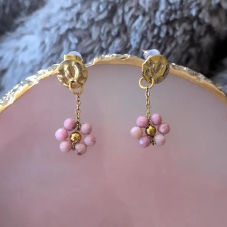 Boucle d'oreille fleur rhodochrosite