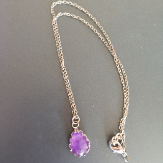 Collier pendentif goutte améthyste