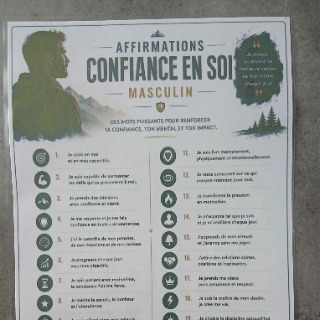Affirmations confiance en soi masculin