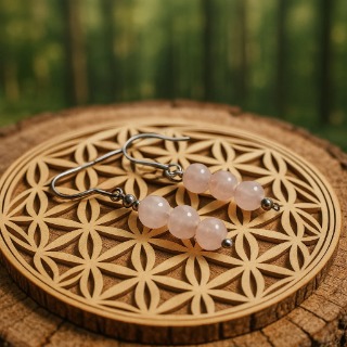 Boucle d'oreille quartz rose