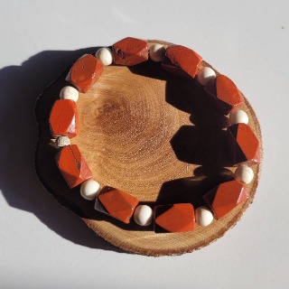 Bracelet jaspe rouge et blanc